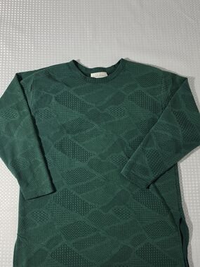 VTG Jessica Roberts Emerald Green Textured Knit Sweater Top Size M Distressed